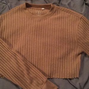 Long Sleeve Beige Crop Top Sweater